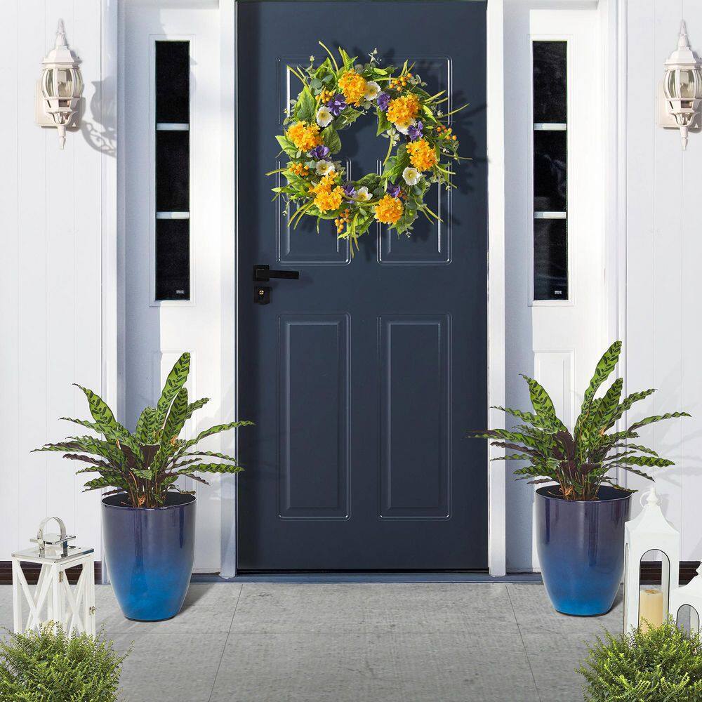 Cobalt Blue Tall Faux Ceramic Planter Set