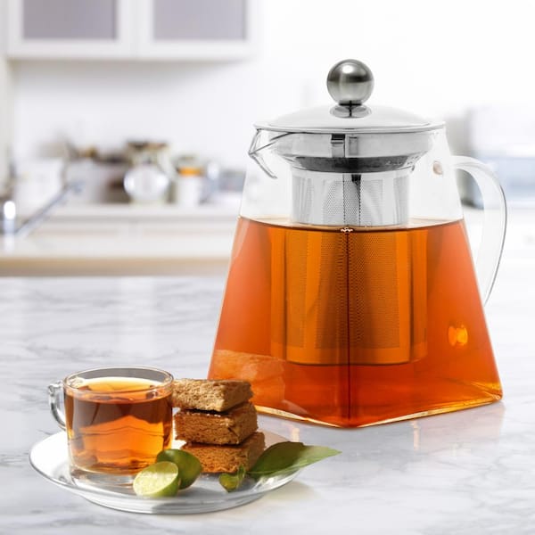 Glass Teapot Set Microwave Safe Glass Tea Kettle with 4 Glass