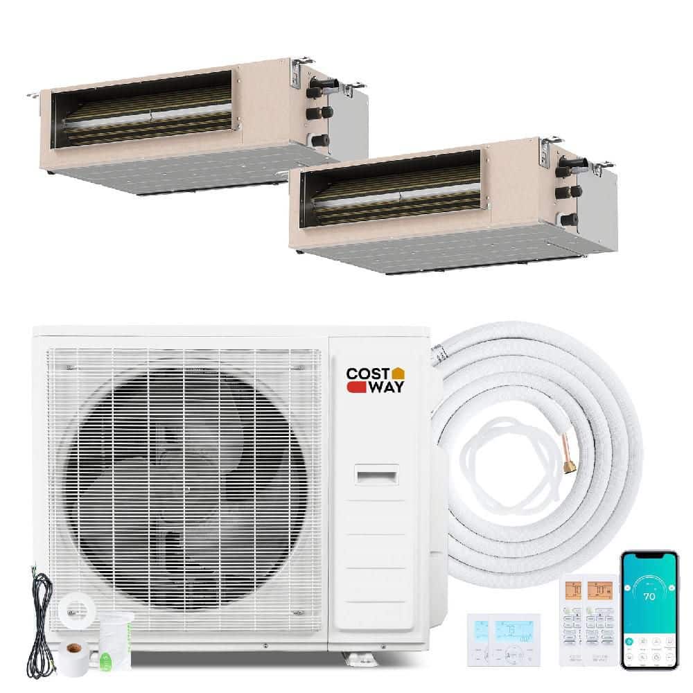 X-Pro 35000 BTU 2 Zone 24K +24K Concealed Ducted Mini Split AC, 22.5 SEER2, WiFi Enabled price history on PriceWatchPro