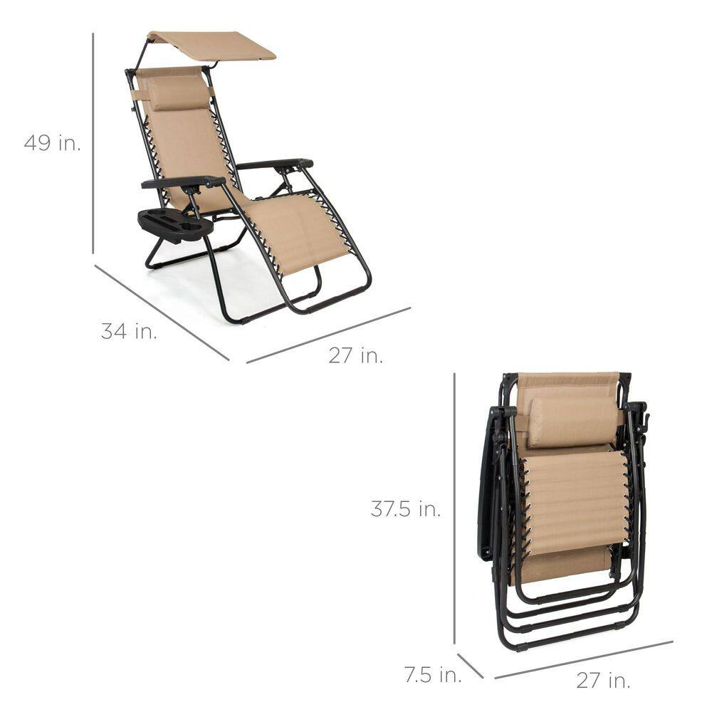 Sand Folding Zero Gravity Lounger with Cushions and Arms