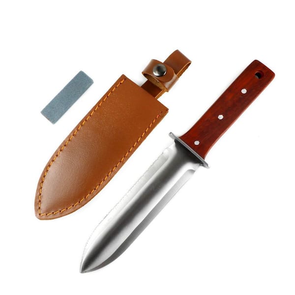 Dyiom 12.36 in. Stainless Steel Double Sharp Edge Blade Gardening Knife Weeder with Wood Hand