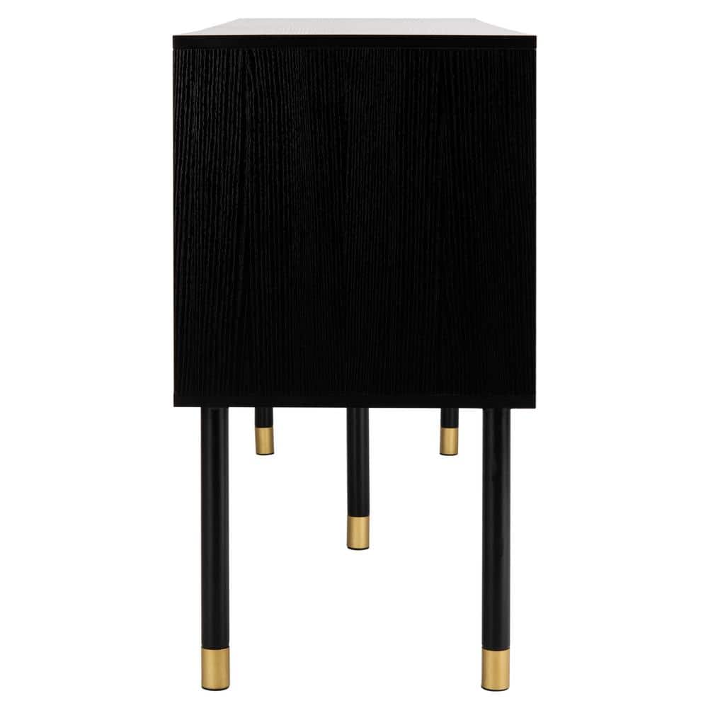 Retro Flair Black and White Media Console with Brass Caps, 55"