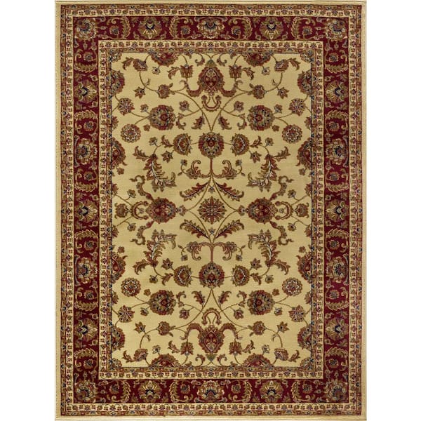 Tayse Rugs Sensation Border Ivory 7 ft. x 10 ft. Indoor Area Rug