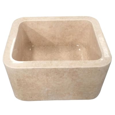 Cather Farmhouse Apron Front Natural Marble 18 in. Single Bowl Kitchen Sink in Polished Galala