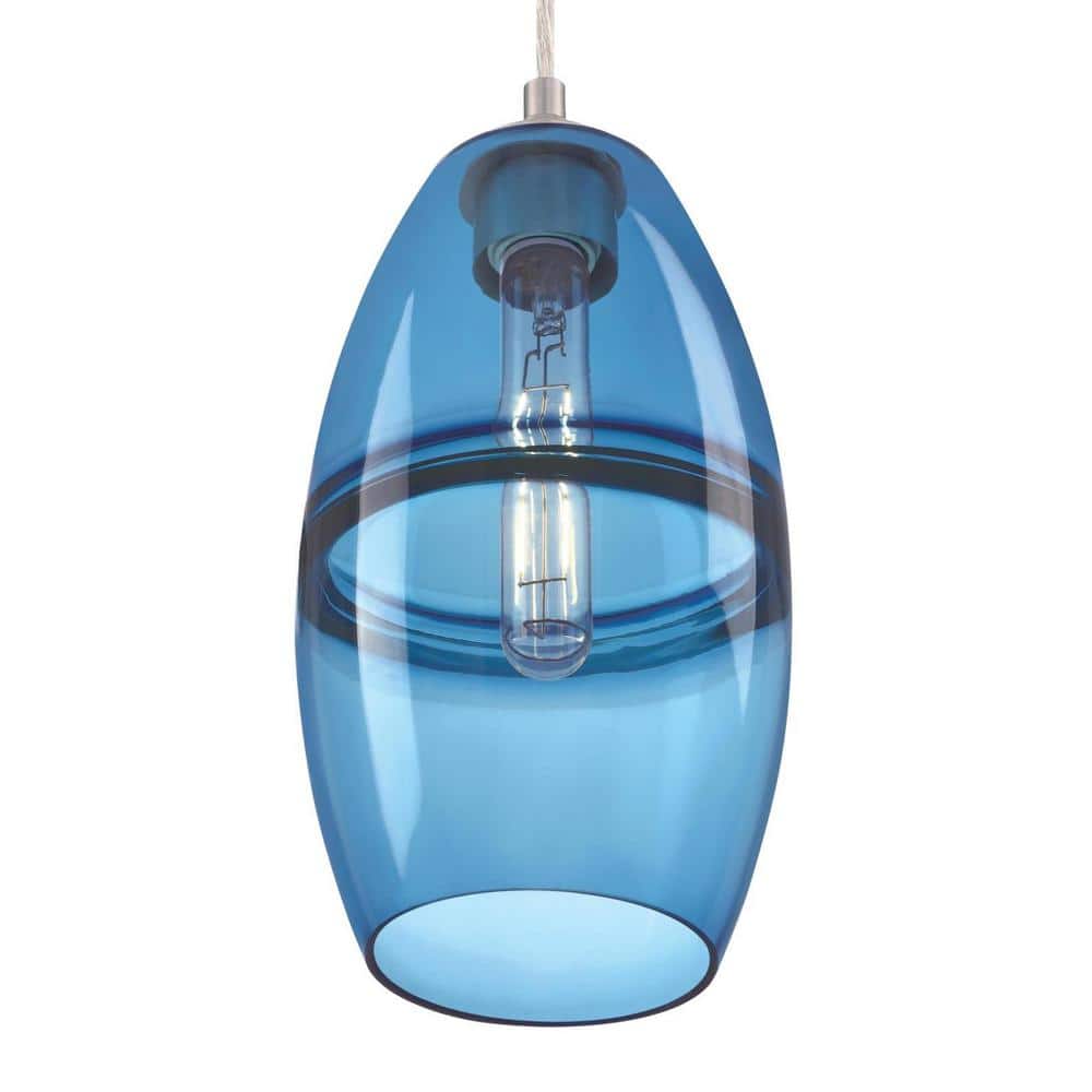 Soren Sapphire Glass Mini Pendant Light in Brushed Nickel