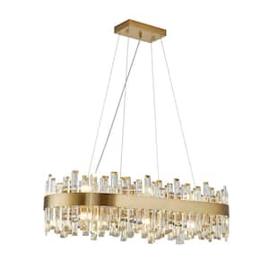 16 Light Gold Modern Oval Crystal Chandelier for Dining Room Kitchen Island with no bulbs included