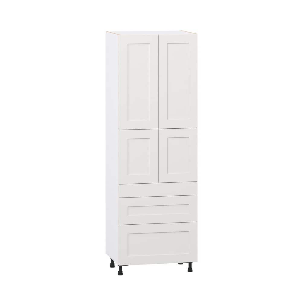Roseland 30 in. W x 24 in. D x 89.5 in. H Assembled Shaker Pantry Kitchen Cabinet in Warm White with 3 Drawers price history on PriceWatchPro