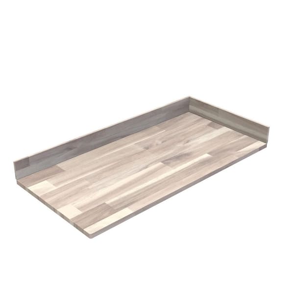 Interbuild 49 in. x 24 in. x 1 in. Acacia Vanity Top with Backsplash, Organic White