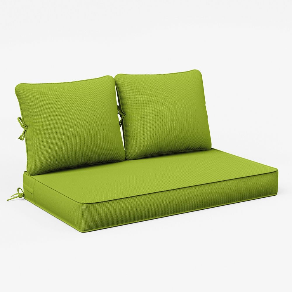 46 in. x 26 in. x 5 in. Outdoor Patio Replacement Loveseat Sofa Cushion Set with Backrest Grass Green
