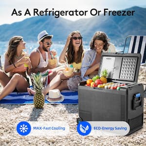 28.5 in. 2.04 cu. ft. 12-Volt Car Refrigerator Retro Mini Refrigerator 64 qt. in Black, Car Fridge, -4℉-68℉ Car Cooler