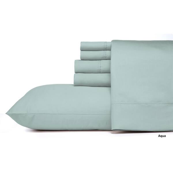 Morgan Home Mhf Home 4-Piece Aqua Solid 800 Thread Count Cotton Blend Twin Sheet Set