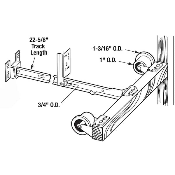 Prime-Line 22-5/8 in., Galvanized Steel, Mono-rail Drawer Slide Kit R ...