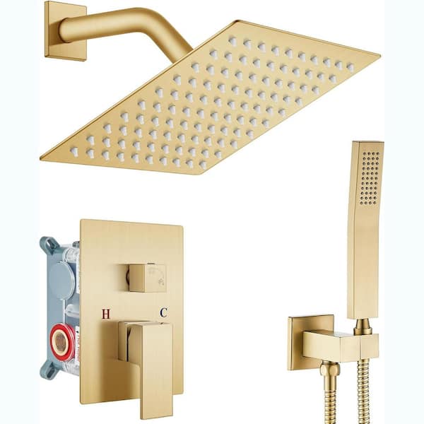 PICTURESQUE CENDU LLC 1-Handle Wall Mount Shower Trim Kit Brushed Gold with Hand Shower-1.46 GPM (Valve Included)