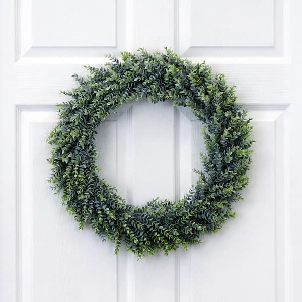 7.5 in. Frosted Green Artificial Lotus Small Succulent Greenery Wreath Candle Ring (Set of 3)