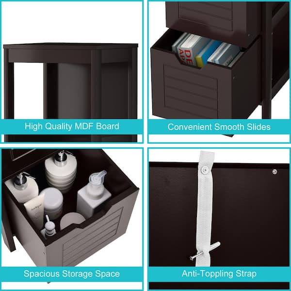 Costway Floor Cabinet Multifunction Bathroom Storage Organizer