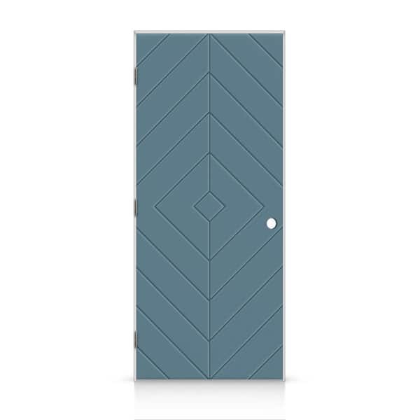 CALHOME 24 in. x 80 in. Diamond Right-Handed Hollow-Core Dignity Blue Painted Smooth Composite Single Prehung Interior Door