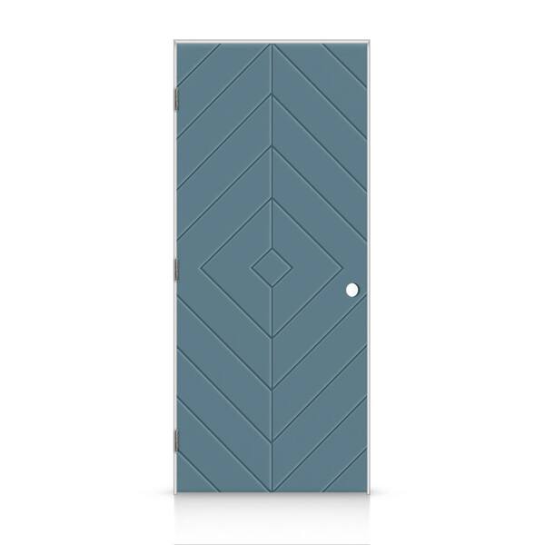 CALHOME 40 in. x 84 in. Diamond Right-Handed Hollow-Core Dignity Blue Painted Smooth Composite Single Prehung Interior Door