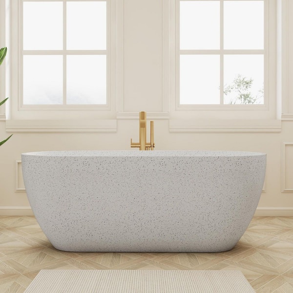 63 in. x 30.7 in. Freestanding Soaking Bathtub with Center Drain in White