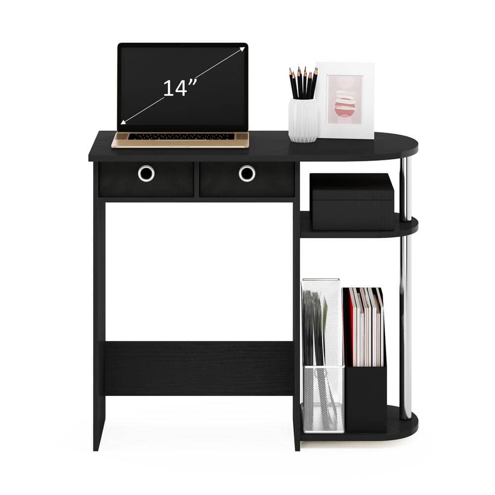 Espresso Composite Wood Compact Desk with Drawer and Shelves