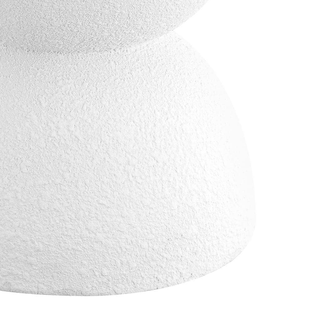 Greta 18" White Polyresin Mid-Century Modern Drum Accent Table