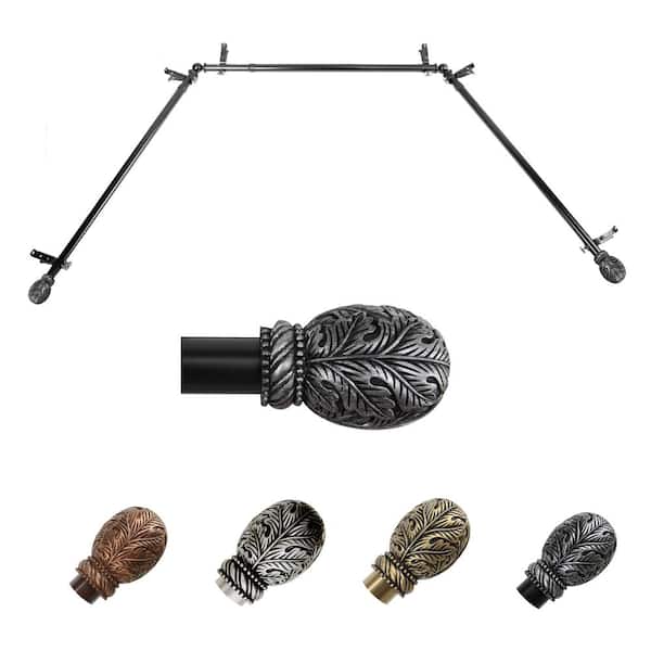 EMOH 13/16" Dia Adjustable 20"-36", 38"-72" Bay Window Curtain Rod with Irene Finials in Cocoa