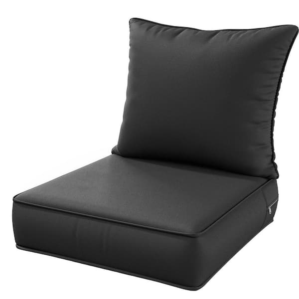 WNP 24 in. x 24 in. x 5 in. Square Outdoor Deep Seating Cushion Set Seat and Back Cushion for Lounge Chair Black
