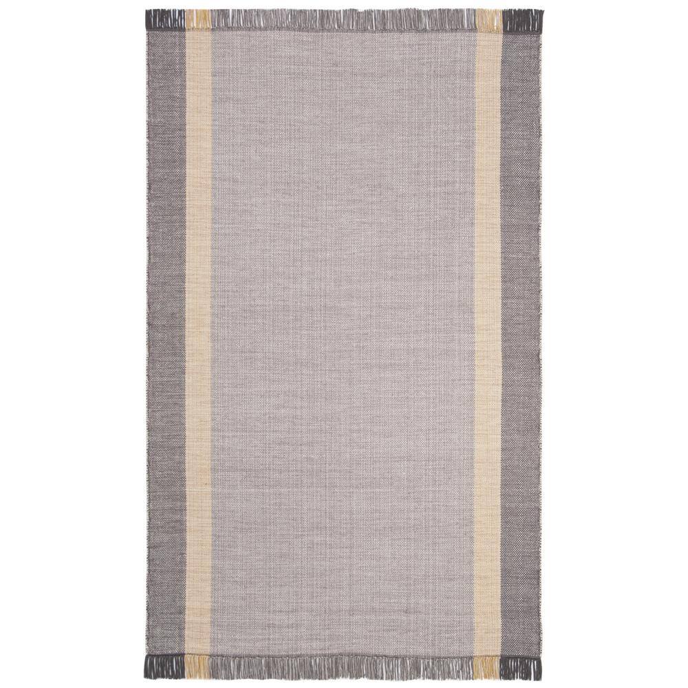 Handwoven Mustard & Grey Cotton Flatweave Rug - 5' x 8'