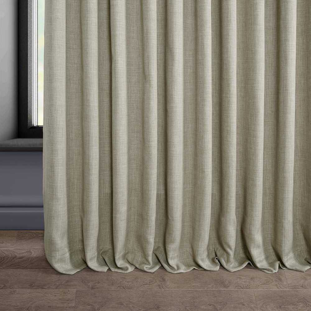 Oatmeal Beige Faux Linen Extra Wide Room Darkening Curtain - 100 in. W X 96 in. L (1 Panel)