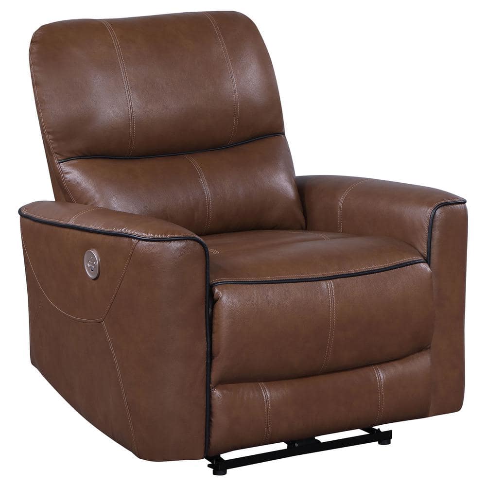 Dark Brown Faux Leather Power Recliner Chair