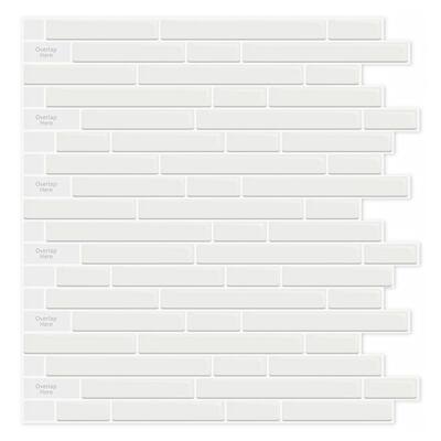 Strip Mosaic Marble White 12 in. x12 in. Vinyl Peel and Stick Tile Backsplash (9 sq. ft./10-Sheets)