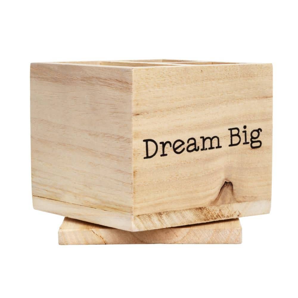 Brown 4.5 in. x 4.5 in. Wood Modern Desktop Organizers for Pen, Pencil, Scissors Desk Accessories price history on PriceWatchPro