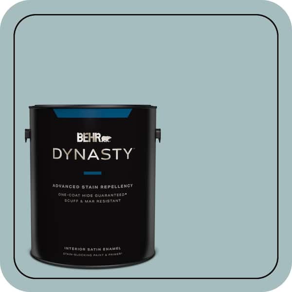 BEHR DYNASTY 1 gal. #PPU13-13 Oslo Blue One-Coat Hide Satin Enamel Interior Stain-Blocking Paint and Primer