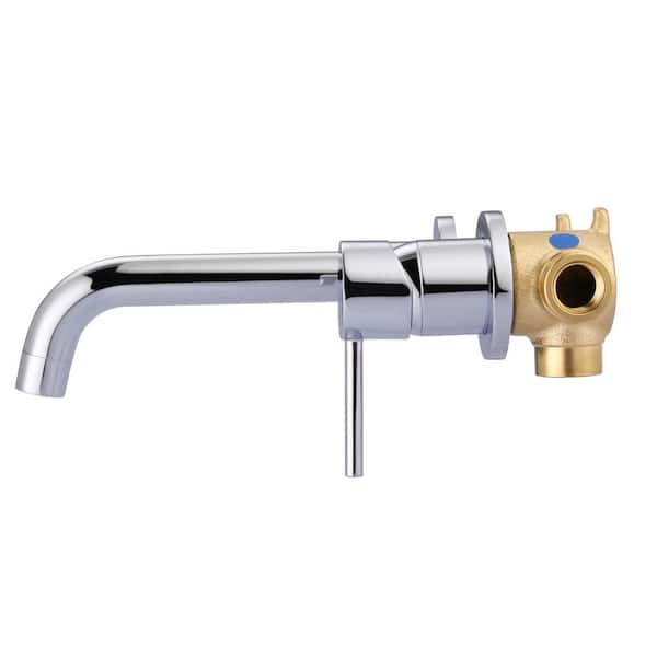 AVITAS Single Handle 2-Hole Wall Mounted Bathroom Faucet with Rough-in Brass Valve in Polished Chrome