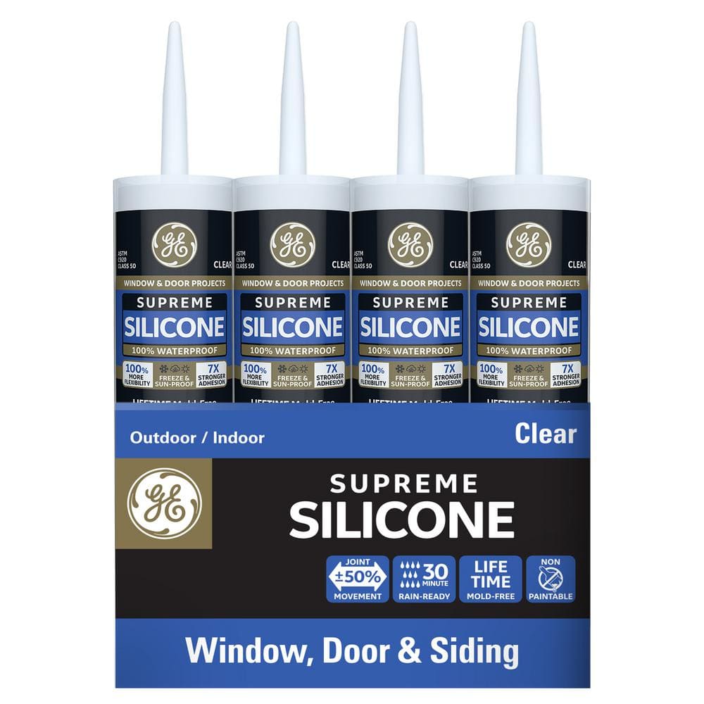 GE Supreme Silicone 10.1 oz. Clear Window and Door Caulk (12Pack) 2709106