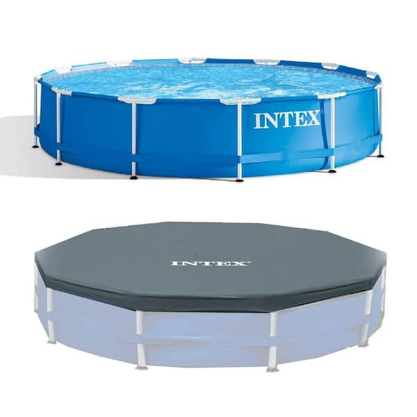 Intex 12 Foot x 30 In. Above Ground Pool & 12 Foot Round Pool Cover