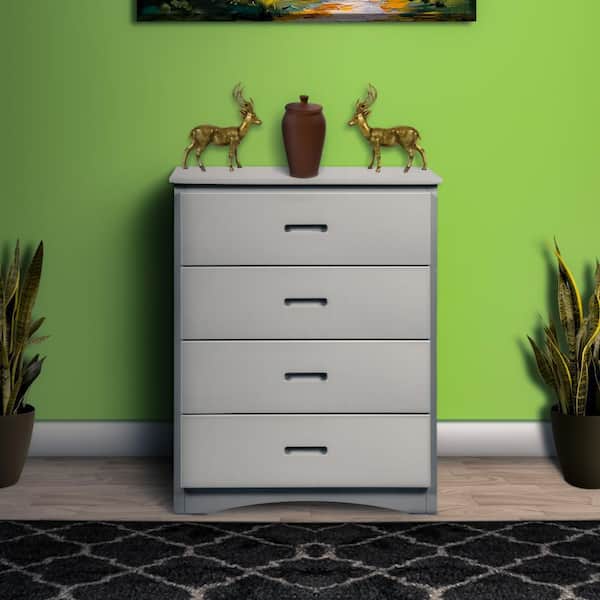 Benjara 30 in. Gray 4-Drawer Chest of Drawers
