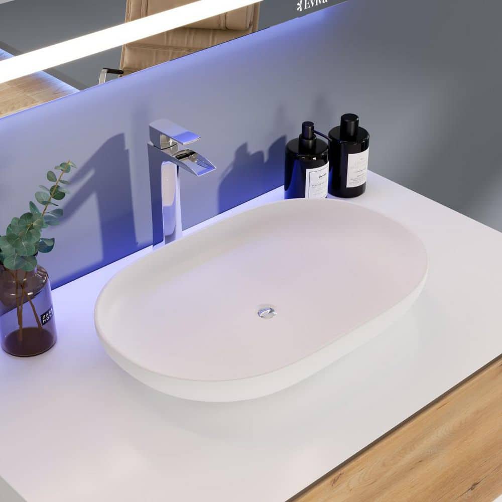 Santa Monica 36" White Oak Wall-Mount Vanity with Vessel Sink