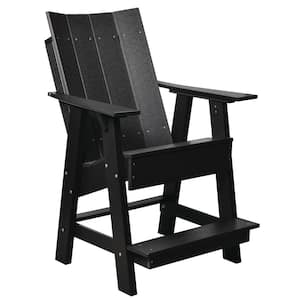 Contemporary Black Plastic Outdoor High Adirondack Chair