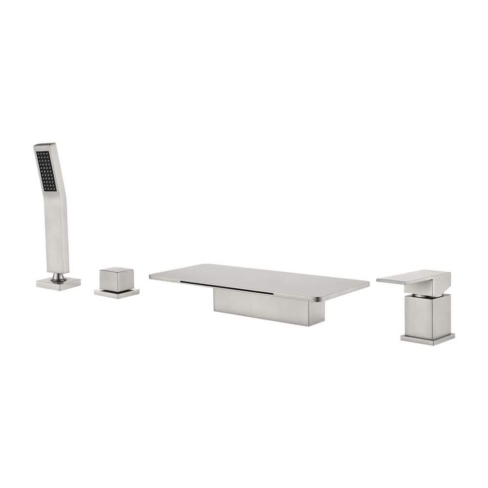 Single-Handle Tub-Mount Tub Faucet with Hand Shower in Brushed Nickel price history on PriceWatchPro
