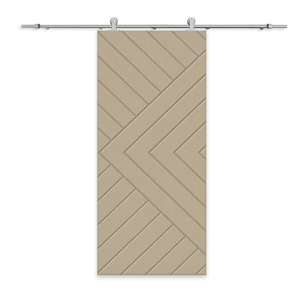 CALHOME Chevron Arrow 40 in. x 80 in. Fully Assembled Unfinished MDF Modern Sliding Barn Door with Hardware Kit