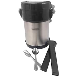 67 oz. Black Stainless Steel Food Travel Mug with Fork and Spoon