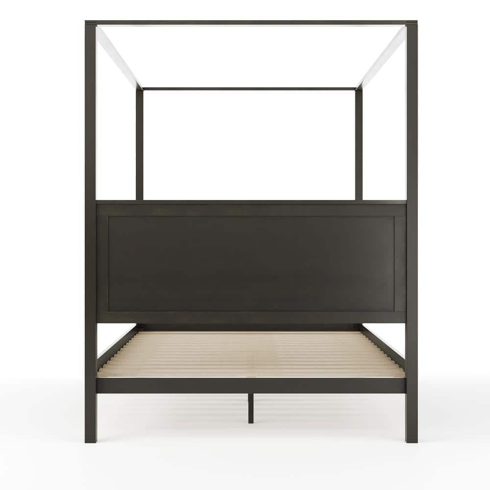 Hayes Dark Gray Queen Canopy Platform Bed with Wood Headboard