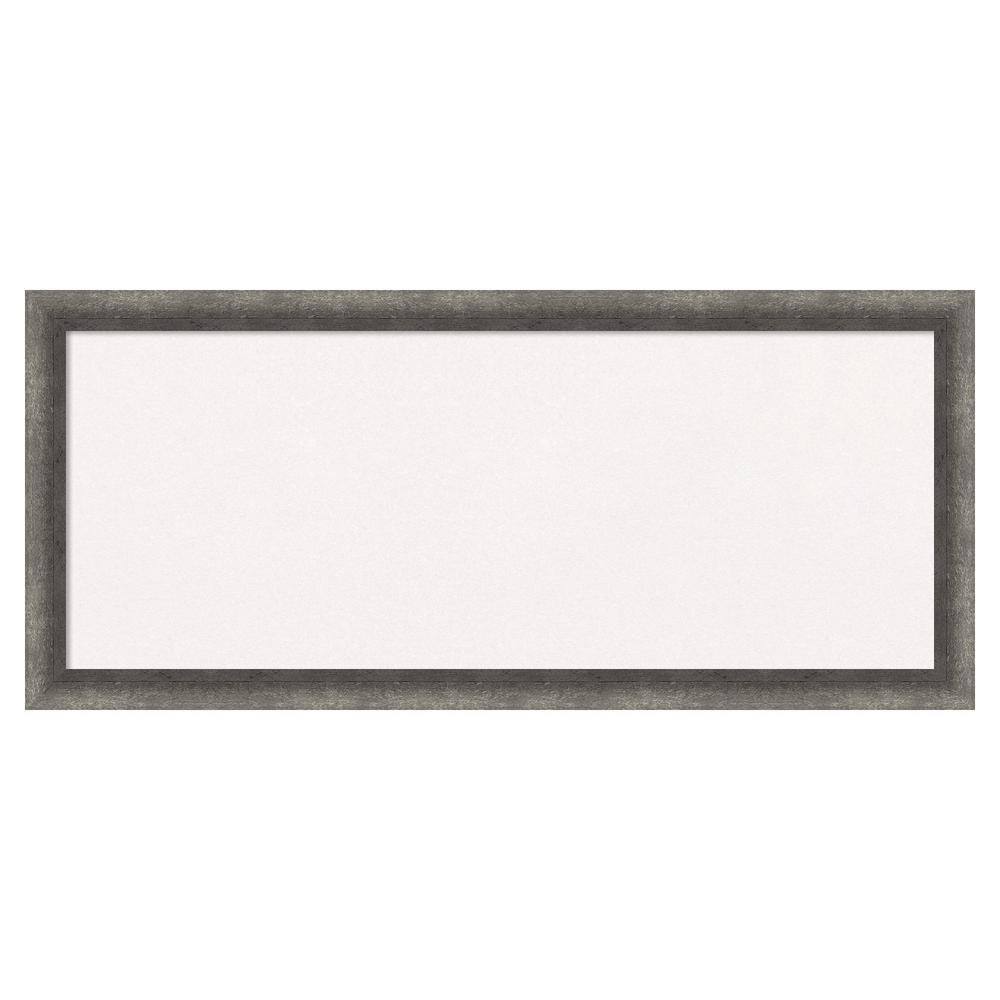 Amanti Art Burnished Concrete Narrow White Corkboard 32 in. x 14 in. Bulletin Board Memo Board