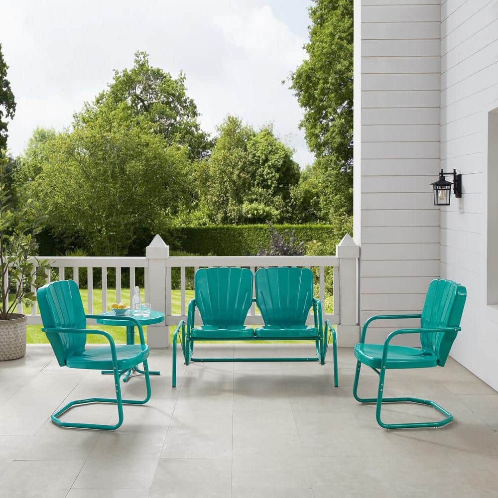 Ridgeland Turquoise Gloss 4-Piece Outdoor Metal Conversation Set