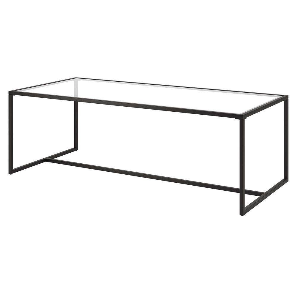Lux Geo 47.25" Blackened Bronze Rectangular Glass Coffee Table