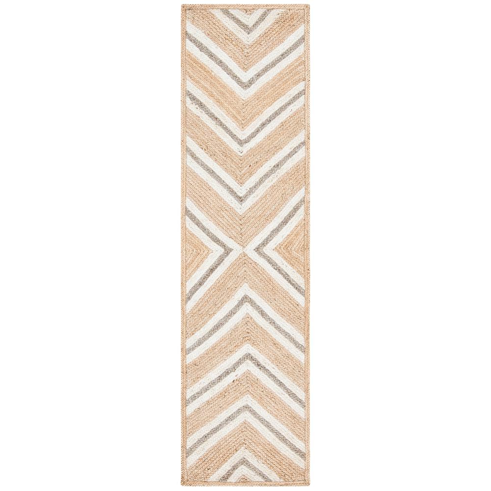 Ivory Geometric 27'' Flat Woven Cotton Area Rug