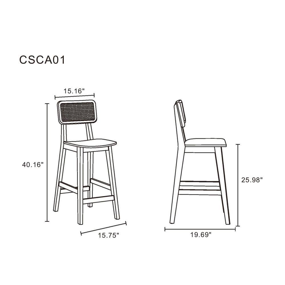 Ash Wood Black and Natural Cane Dining Chair