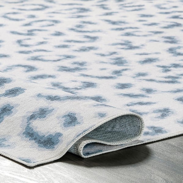 nuLOOM Mason Machine Washable Contemporary Leopard Print Blue 8 ft