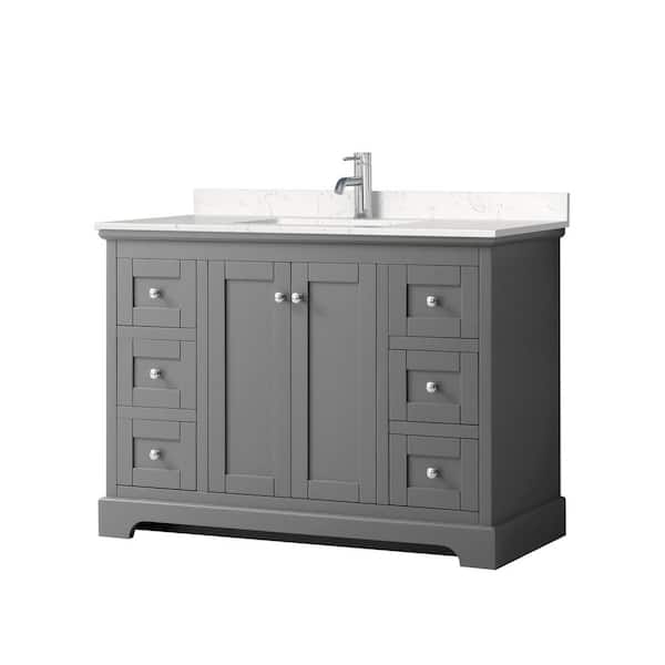 Wyndham Collection Avery 48 in. W x 22 in. D x 35 in. H Single Bath Vanity in Dark Gray with Carrara Cultured Marble Top