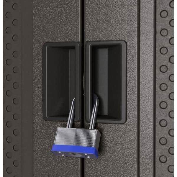 Freestanding Black Office Cabinet with Adjustable Shelving and Lock